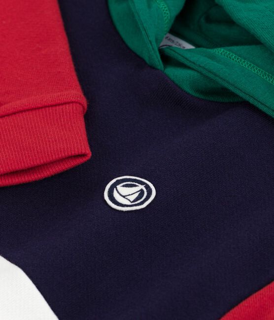 Kinder-Kapuzensweatshirt aus Baumwolle im Colorblock blau SOIR/ MULTICO