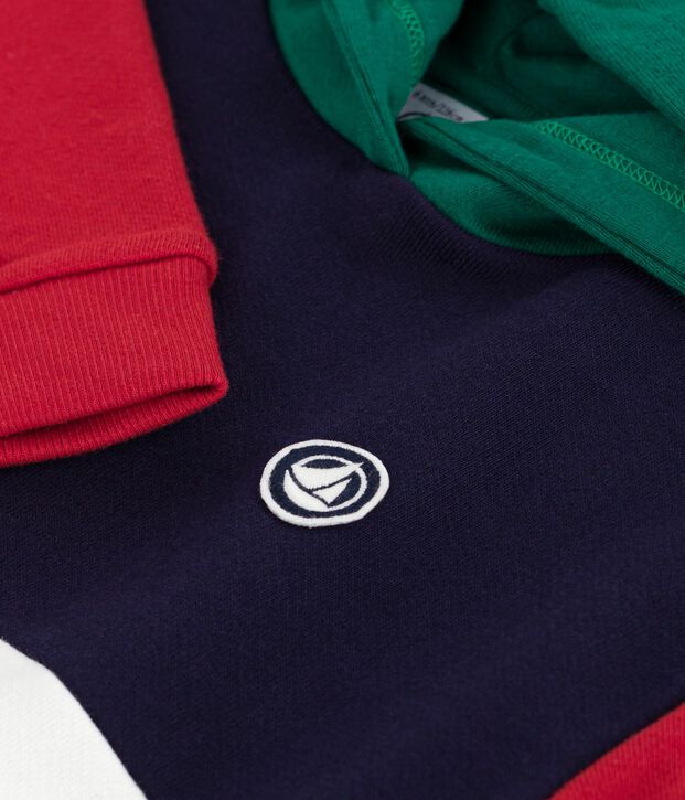 Kinder-Kapuzensweatshirt aus Baumwolle im Colorblock blau/vielfarbig