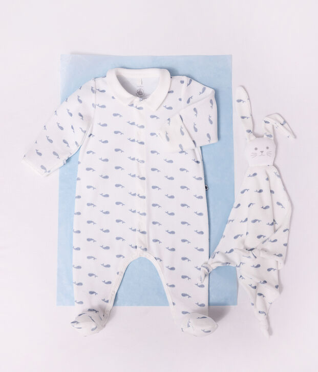 Baby-Kuscheltier aus Baumwolle mit Walmotiv blau/blau