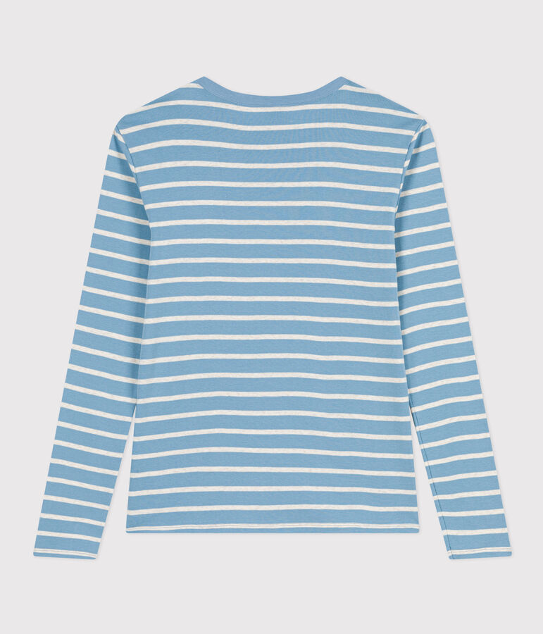 T-Shirt L&rsquo;ICONIQUE aus Baumwolle mit rundem Ausschnitt f&uuml;r Damen blau/beige