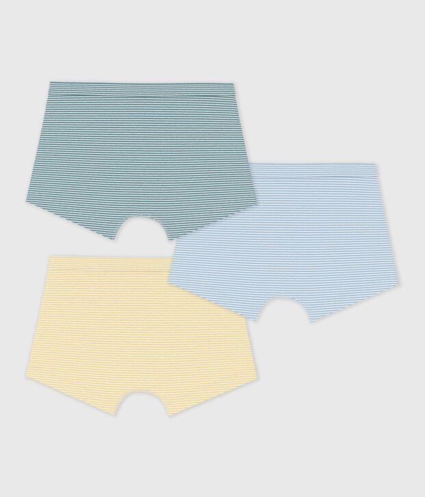 Set Kinder-Boxershorts aus Baumwolle mit &uuml;berzogenem Bund und Streifen vielfarbig