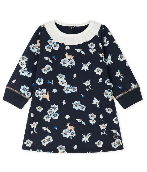 Lang&auml;rmeliges bedrucktes Kleid f&uuml;r Baby M&auml;dchen blau/vielfarbig