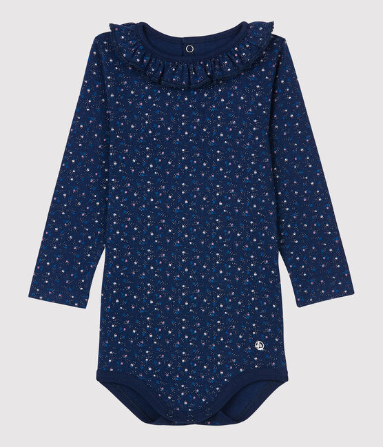 Baby-Body aus Baumwolle. blau MEDIEVAL/weiss MULTICO