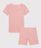 Kinder-Kurzpyjama aus Bio-Baumwolle mit rosa Ringelstreifen für Mädchen rosa PAPAYE/ MARSHMALLOW