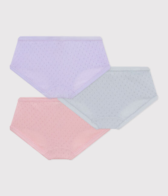 Set Kinder-Slips High Waist aus einfarbiger Baumwolle mit Lochstickerei variante 1