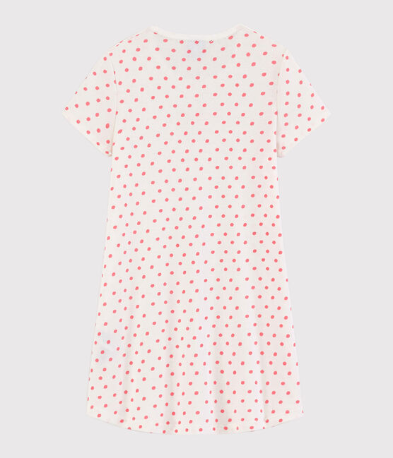 Nachthemd aus Baumwolle mit rosafarbenem Polka-Dot-Muster für Mädchen weiss MARSHMALLOW/rosa GRETEL