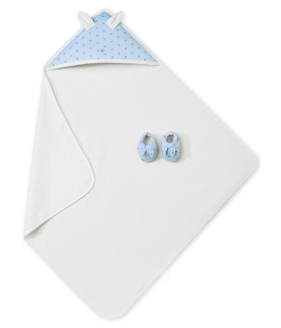 Unisex Baby Badetuch + Schuhe in der Geschenkbox blau FRAICHEUR/weiss MULTICO
