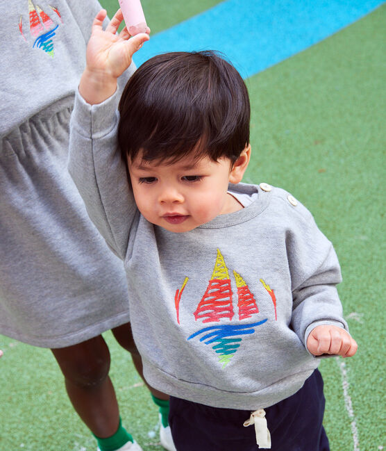 Baby-Sweatshirt aus Molton grau CHATON CHINE