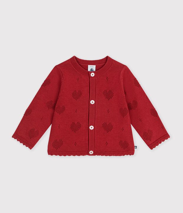 Baby-Cardigan aus Baumwolle mit Herzmotiv rot