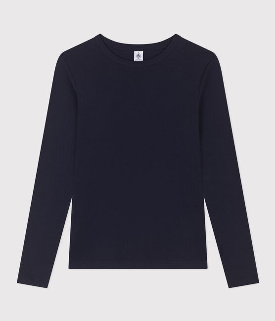 Eng anliegendes T-Shirt mit Rundhalsausschnitt aus Baumwolle für Damen blau SMOKING