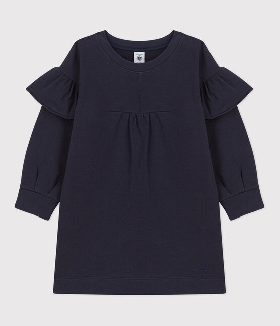 Langärmeliges Kinderkleid aus Molton für Mädchen blau MEDIEVAL