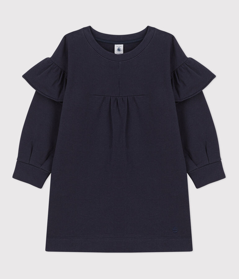 Lang&auml;rmeliges Kinderkleid aus Molton f&uuml;r M&auml;dchen blau MEDIEVAL