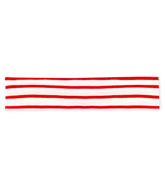 Baby-Haarband Mädchen, gestreift weiss MARSHMALLOW/rot TERKUIT