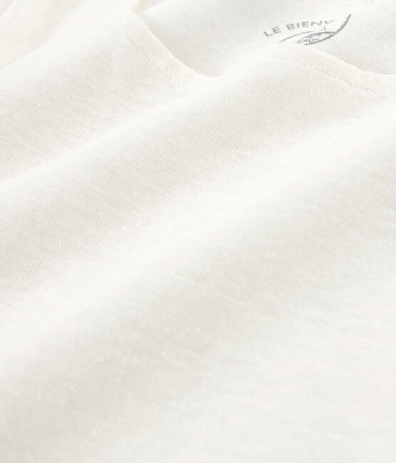 Langarm-leinen-t-shirt damen weiss MARSHMALLOW