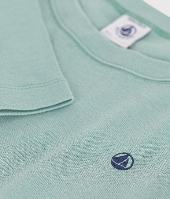 Langärmeliges Kinder-T-Shirt aus Rippstrick für Mädchen und Jungen grün PAUL