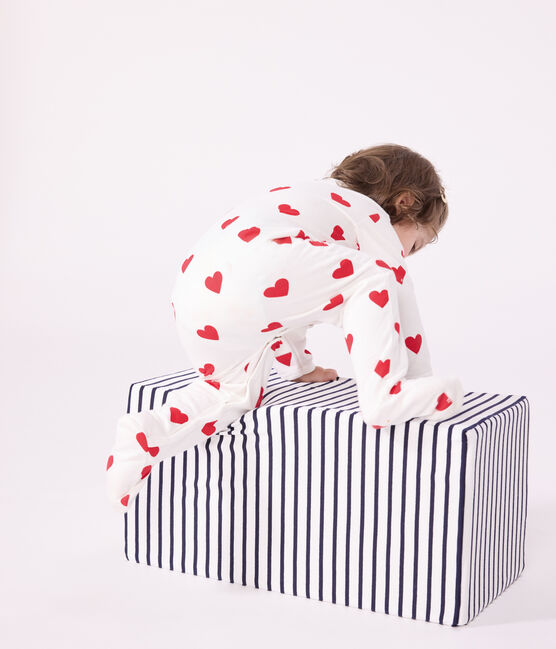 Baby-Strampler aus Baumwolle mit roten Herzen weiss MARSHMALLOW/rot TERKUIT