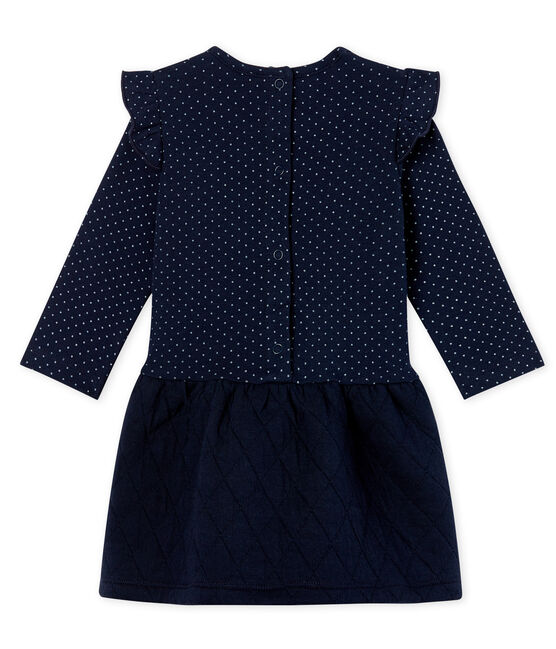 Langärmeliges Babykleid aus Materialmix für Mädchen blau SMOKING/weiss MARSHMALLOW