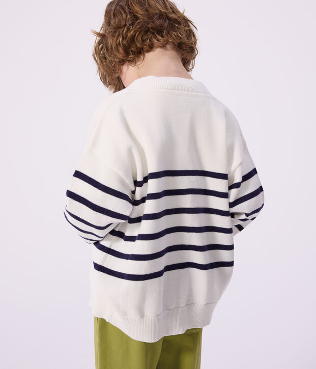 Kinder-Cardigan aus Baumwolle mit Streifen blau/blau