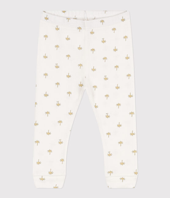Baby-Leggings aus Baumwolle mit Blumenmuster weiss MARSHMALLOW/grau GRIS