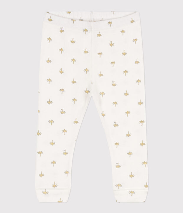 Baby-Leggings aus Baumwolle mit Blumenmuster weiss/grau
