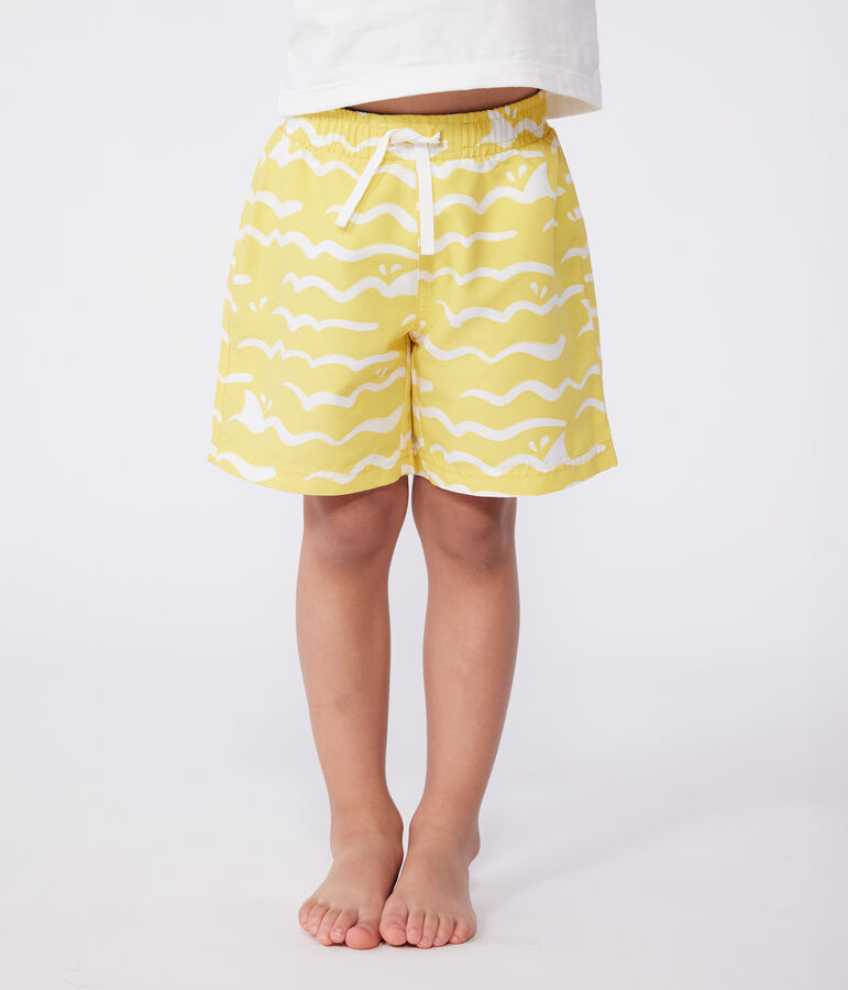 Kinder-Badeshorts mit Muster gelb ORGE/weiss MARSHMALLOW