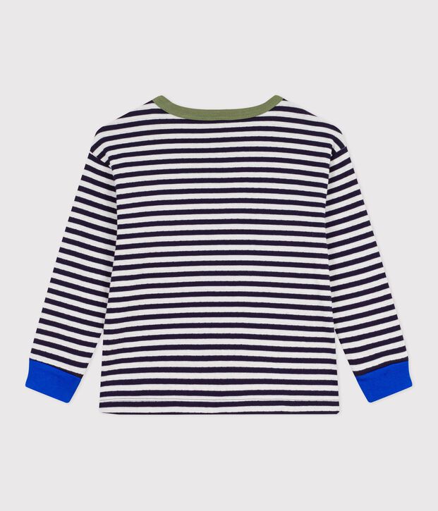 Lang&auml;rmeliges Kinder-T-Shirt aus Baumwolle mit Streifen blau/naturfarben
