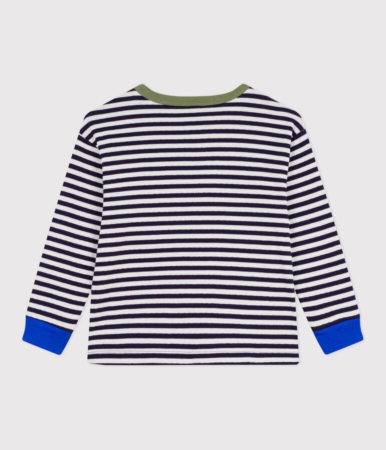 Lang&auml;rmeliges Kinder-T-Shirt aus Baumwolle mit Streifen blau/naturfarben