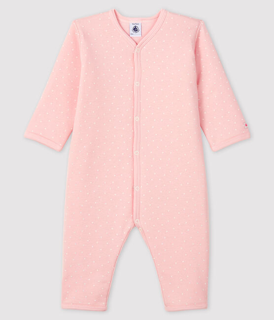 Baby-Strampler ohne Fuß aus wattiertem Rippstrick rosa MINOIS/weiss MARSHMALLOW