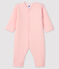Baby-Strampler ohne Fuß aus wattiertem Rippstrick rosa MINOIS/weiss MARSHMALLOW