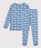 Kinderpyjama aus Baumwolle mit Walmuster blau BEACH/ MARSHMALLOW