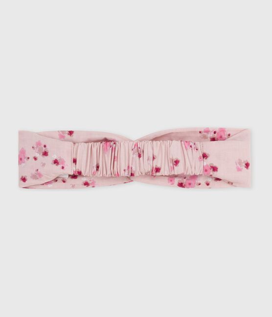 Baby-Stirnband aus Popeline mit Blumenmuster rosa JOLI/weiss MULTICO