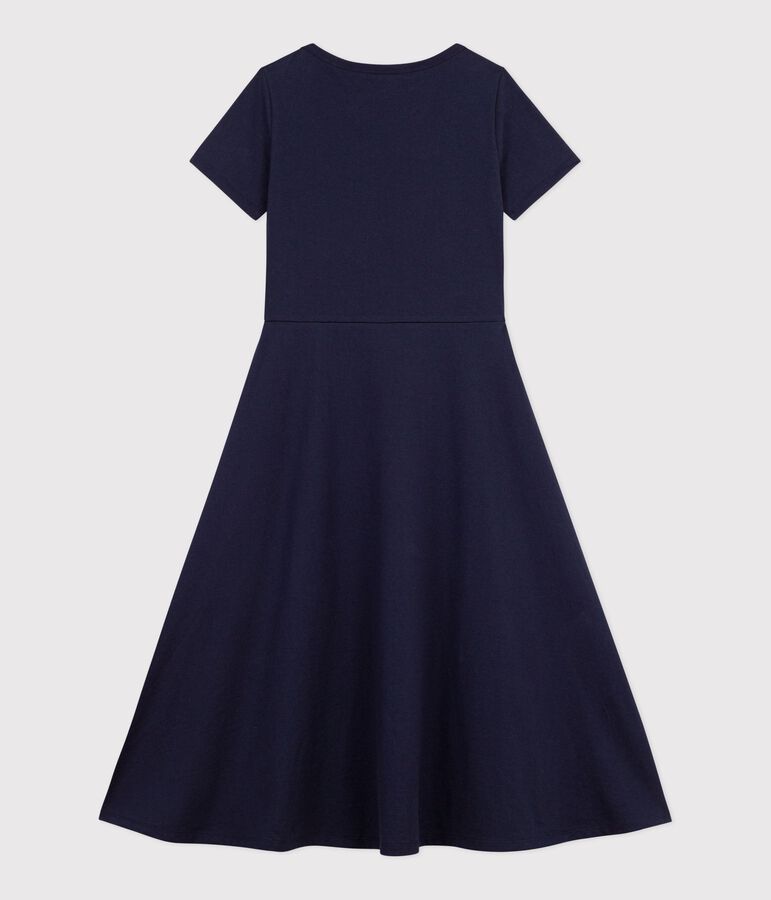 Langes Damen-Kleid aus Baumwolle blau