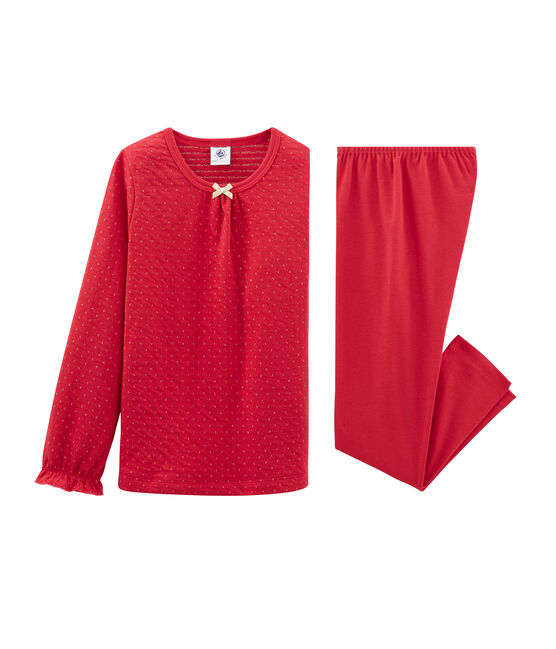 Pyjama aus Doppeljersey und Rippstrick für Mädchen rot TERKUIT/gelb OR