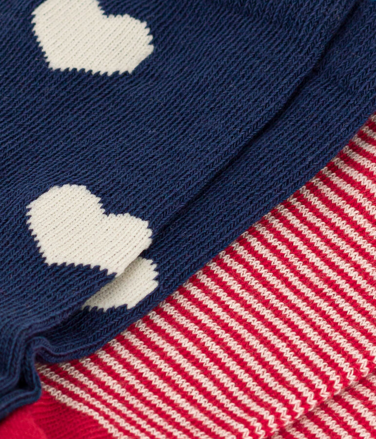 2er-Set Kindersocken aus Baumwolljersey mit Herzen vielfarbig