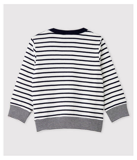 Gestreiftes Baby-Sweatshirt aus Baumwolle für Jungen weiss MARSHMALLOW/blau SMOKING