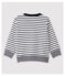 Gestreiftes Baby-Sweatshirt aus Baumwolle für Jungen weiss MARSHMALLOW/blau SMOKING