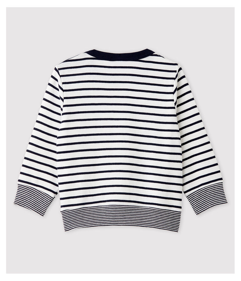 Gestreiftes Baby-Sweatshirt aus Baumwolle f&uuml;r Jungen weiss/blau