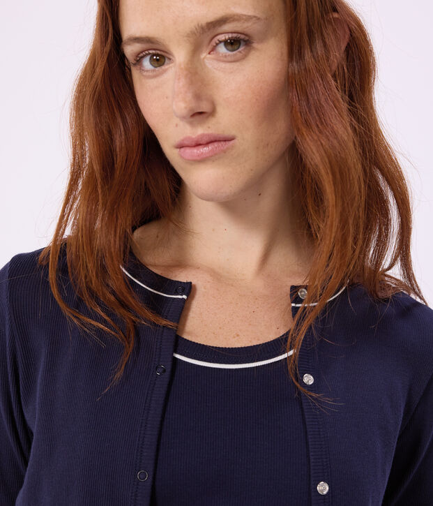 Damen-Cardigan aus einfarbiger Baumwolle SMOKING