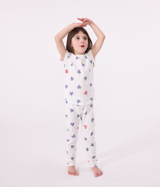 Kinder-Pyjama aus Baumwolle mit Blumenmotiv MARSHMALLOW/ SPI/ MULTICO
