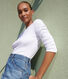 Langärmeliges Damen-T-Shirt L'Iconique aus einfarbigem Rippstrick