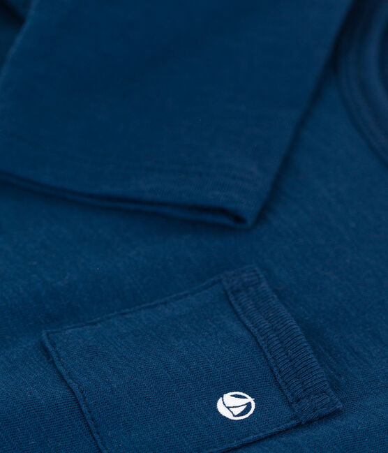 Langärmeliges Baby-T-Shirt aus geflammtem Jersey blau INCOGNITO