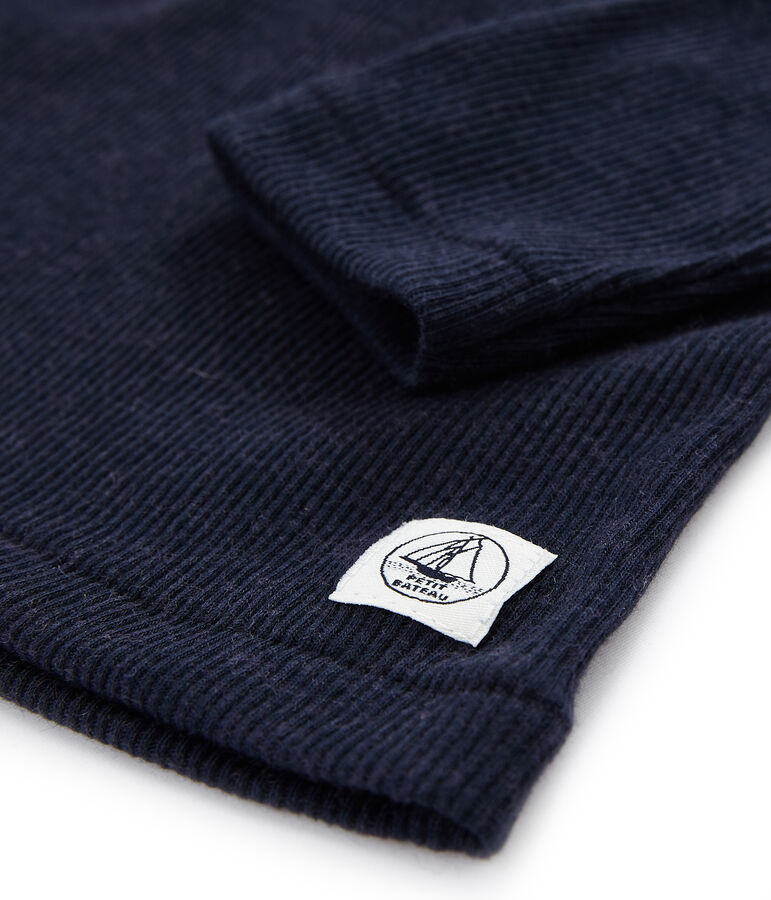 Lang&auml;rmliges T-Shirt aus Baumwolle-Wolle-Seide-Gemisch f&uuml;r Kinder blau