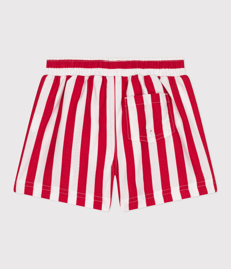Baby-Badeshorts mit Streifenmuster weiss/rot