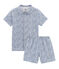 Rippstrick-Kurzpyjama für kleine Jungen weiss MARSHMALLOW/blau MAJOR