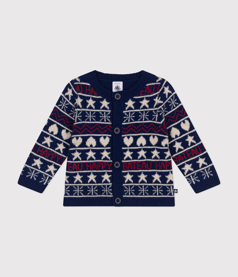 Baby-Strickjacke blau/vielfarbig