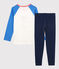 Kinderpyjama aus Bio-Baumwolle mit Kükenmotiv für Jungen blau BRASIER/weiss MULTICO