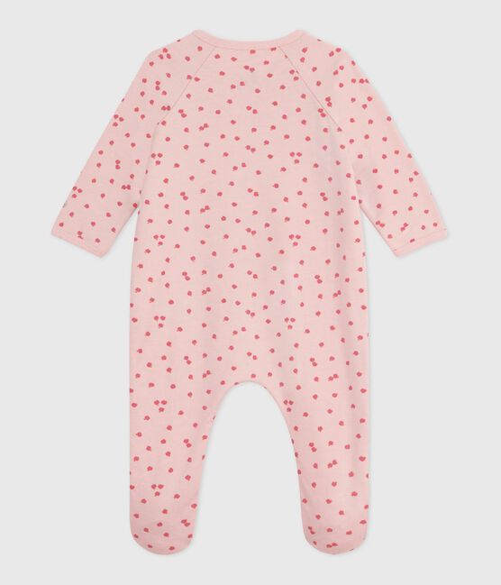 Strampler aus aufgerautem Molton mit Motiv rosa JOLI/weiss MULTICO