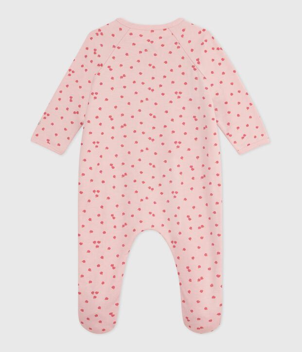 Strampler aus aufgerautem Molton mit Motiv rosa/vielfarbig