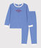 Kinderpyjama aus Baumwolle mit Ringelstreifen blau PERSE/weiss MARSHMALLOW