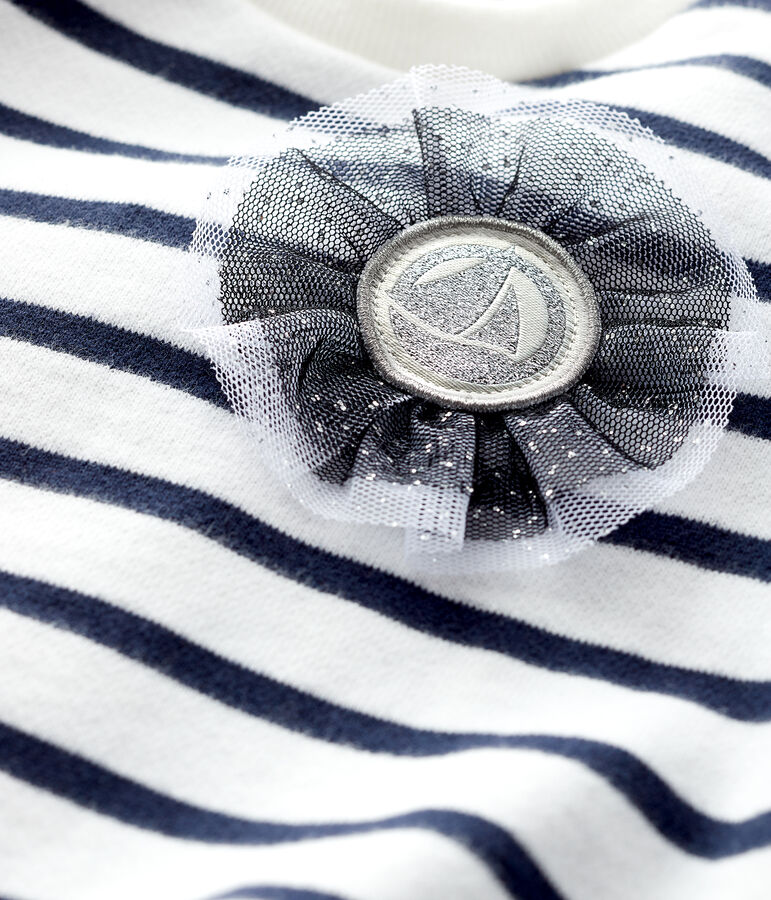 Baby-Sweatshirt f&uuml;r M&auml;dchen weiss MARSHMALLOW/blau SMOKING